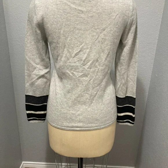 Lauren Hansen Grey 2-ply 💯% Cashmere Henley Sweater Med - Picture 3 of 5